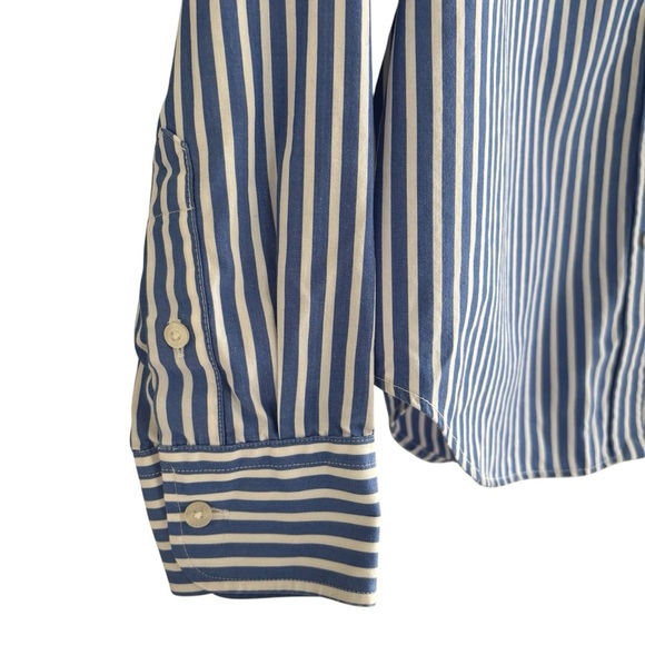 Chaps No Iron Button-Down Shirt Size Medium Striped Business Casual Preppy - Picture 5 of 14